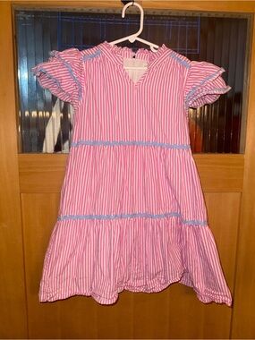 Shop The Mint Girls Dress 10/12 Pink White Strip